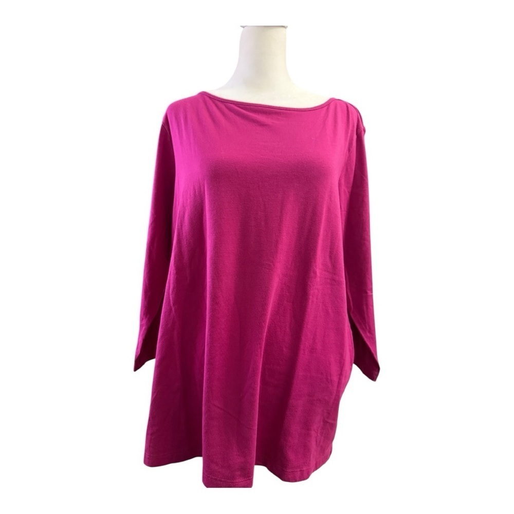 Isaac Mizrahi Women's Pink Long Sleeve Tee Plus XL